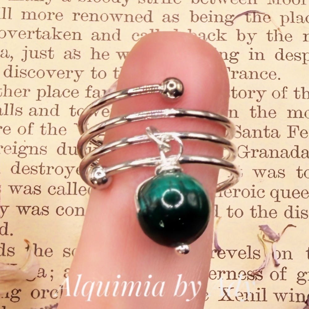 Malachite silver ring